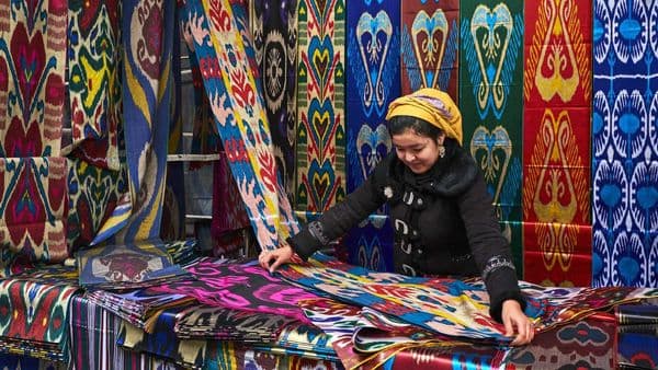 Hand-woven ikat silk of Margilan