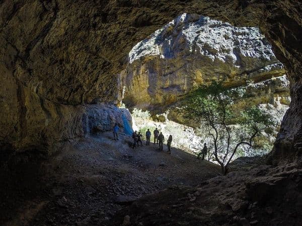 Teshik-Tash waterfalls cave