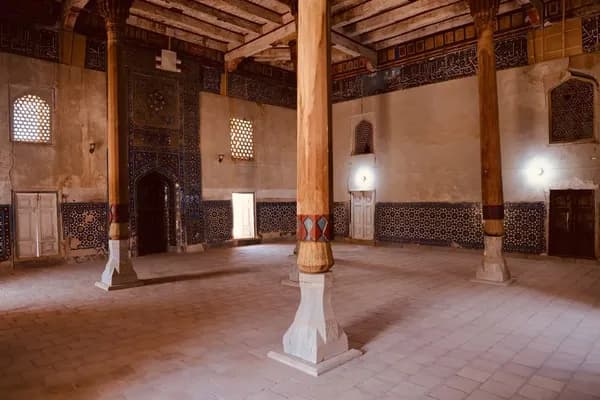 Carved wooden columns of the ancient Langar mosque