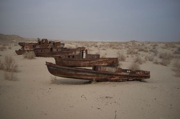 Ship graveyard in the sands of Moynaq