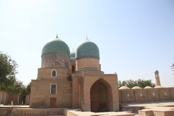 Dorut Tilavat complex with blue domes, Shakhrisabz