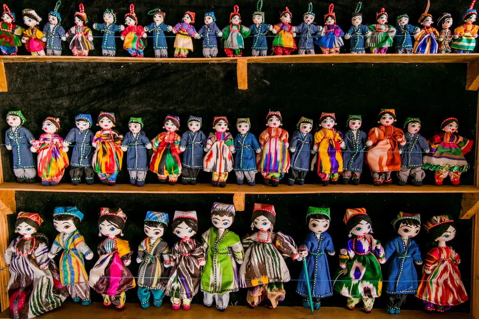 Handmade Uzbek dolls in traditional dress